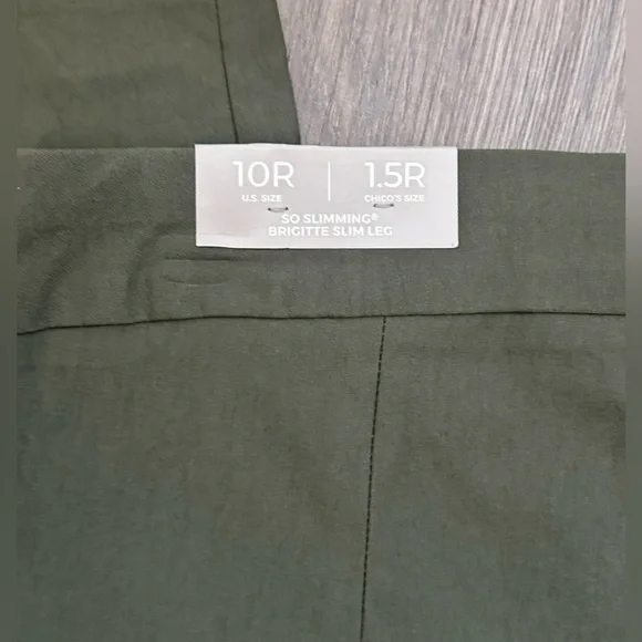 Chico's Olive Green Slimming Trousers Pants - Picture 7 of 12